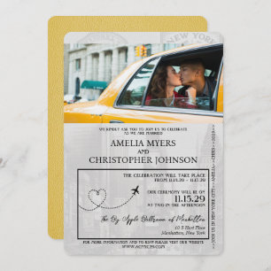 Invitation Mariage de passeport de New York jaune