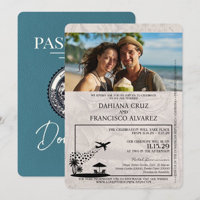 Invitation Mariage de passeport de République dominicaine tur (Devant / Derrière)