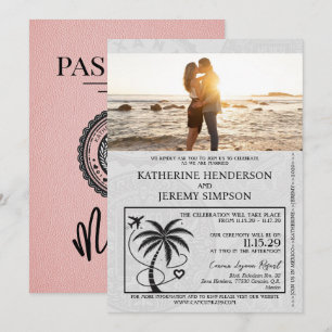 Invitation Mariage de passeport du Mexique rose