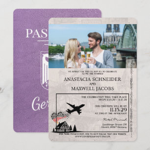 Invitation Mariage de passeport Lavender Purple Allemagne