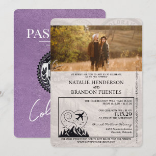 Invitation Mariage de passeport Lavender Purple Colorado