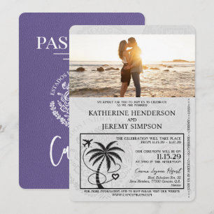 Invitation Mariage de passeport Lilac Purple Cancun
