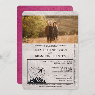 Invitation Mariage de passeport Magenta Pink Colorado
