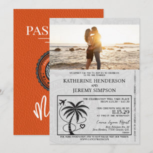 Invitation Mariage de passeport Orange Mexique