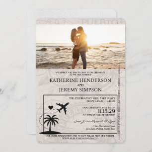 Invitation Mariage de passeport Porto Rico blanc