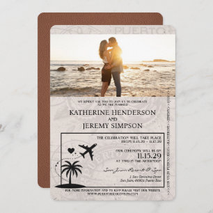 Invitation Mariage de passeport Porto Rico Brown