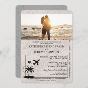 Invitation Mariage de passeport Porto Rico gris