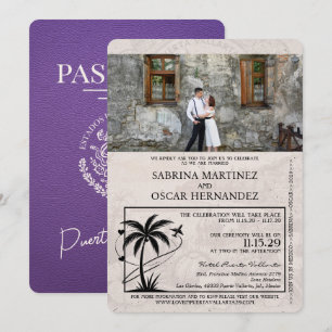 Invitation Mariage de passeport Purple Puerta Vallarta