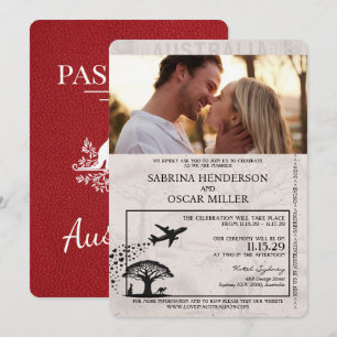 Invitation Mariage de passeport Red Australia