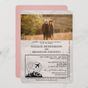 Invitation Mariage de passeport rose du Colorado