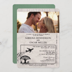 Invitation Mariage de passeport Sage Green Australie