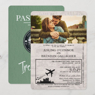 Invitation Mariage de passeport Sage Green Irlande