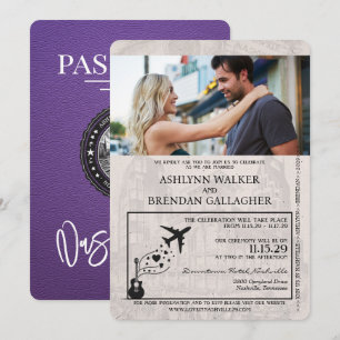 Invitation Mariage de passeport violet Nashville