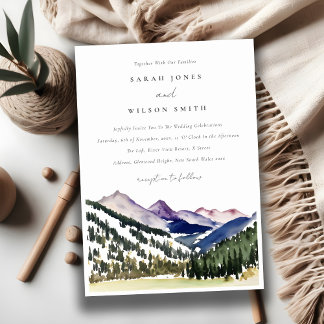 Invitation Mariage de paysage de la montagne des neiges roche