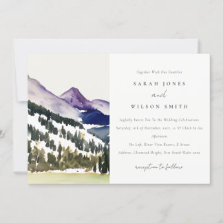 Invitation Mariage de paysage de la montagne des neiges roche