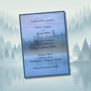 Invitation mariage de paysage forestier bleu poussiéreux