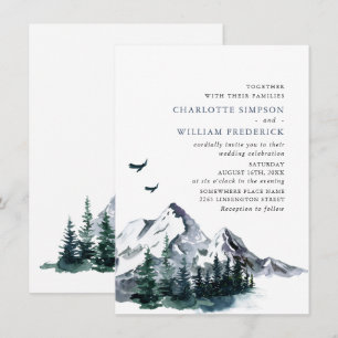 Invitation Mariage de paysage forestier des montagnes élégant