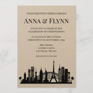 Invitation Mariage de paysage urbain d'horizon de ville de