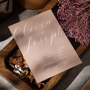 Invitation Mariage de pêche usagé chaud   Élégante photo et c