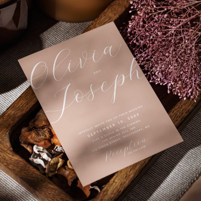 Invitation Mariage de pêche usagé chaud | Élégante photo et c (Créateur téléchargé)