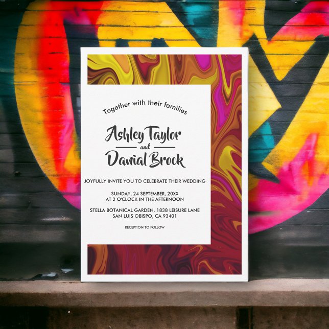 Invitation Mariage de peinture Abstraite moderne à l'huile (Créateur téléchargé)