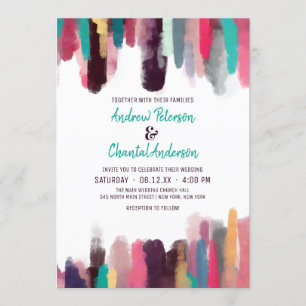 Invitation Mariage de peinture colorée Abstrait Artsy Chic