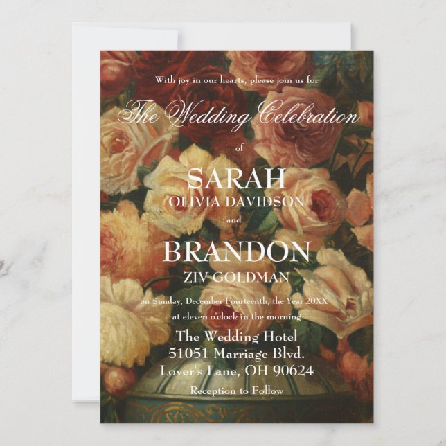 Invitation Mariage de peinture hollandais antique romantique  (Devant)