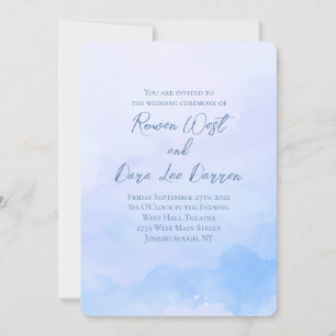 Invitation Mariage de peinture Ombre couleur Aquarelle bleu c