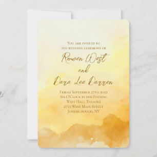 Invitation Mariage de peinture Ombre orange jaune aquarelle
