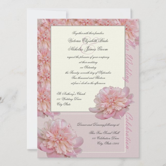 Invitation Mariage de Peony rose (Devant)