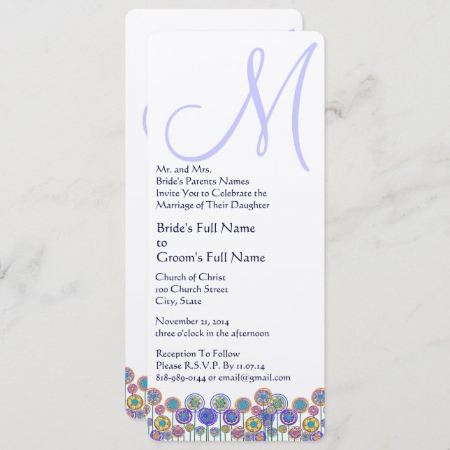 Invitation Mariage de périphérique Lavender Monogram (Devant / Derrière)