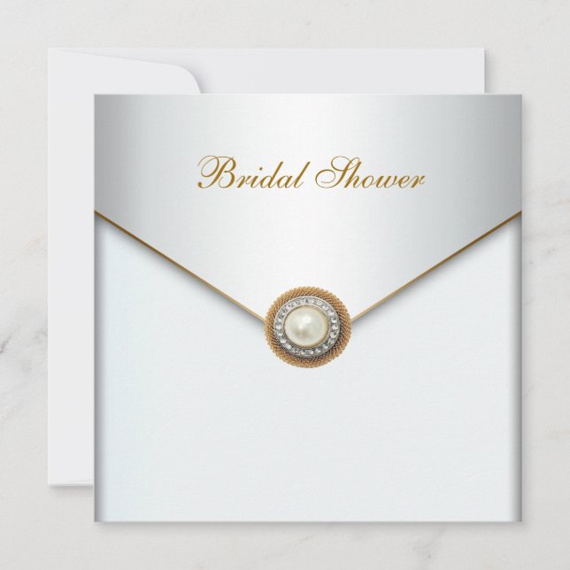 Invitation Mariage de perle d'or blanc (Devant)