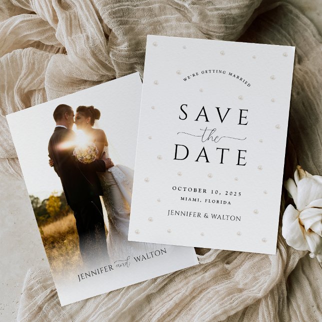 Invitation Mariage de perles blanches Sauvez la date (Créateur téléchargé)