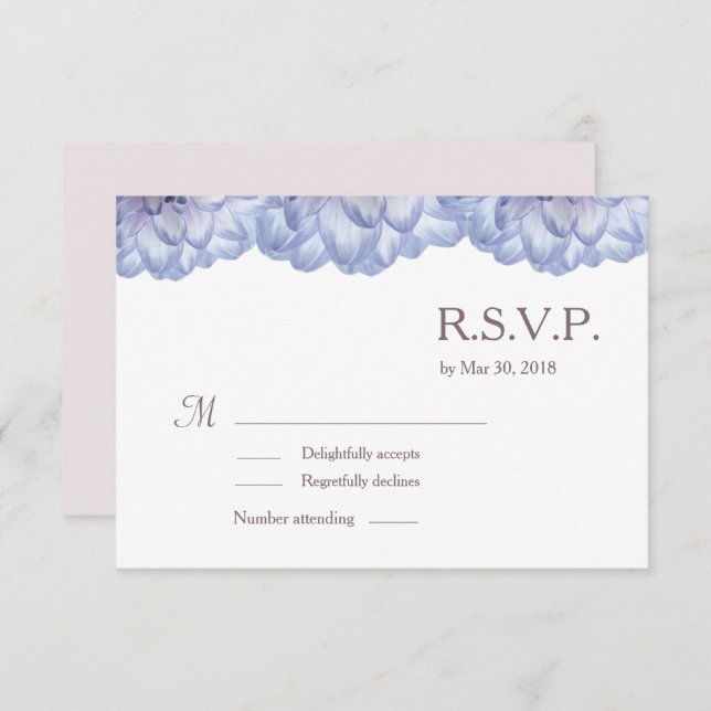 Invitation Mariage de pétales blanchis blanc lilas floral RSV (Devant / Derrière)