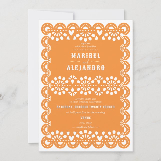 Invitation Mariage de pétoncle mexicain Picado Floral Boho (Devant)