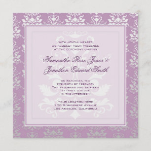 Invitation Mariage de photo de damassé de violette africaine