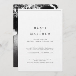 Invitation Mariage de photo numérique minimaliste gris blanc