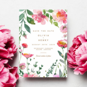 Invitation Mariage de photo rose moderne Sauvez la date