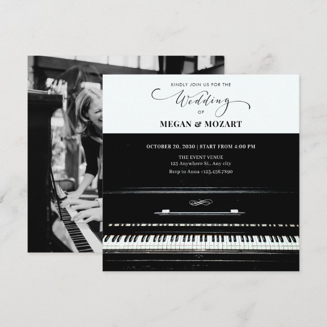 Invitation Mariage de piano classique (Devant / Derrière)
