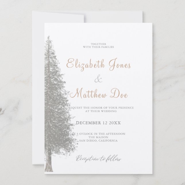 Invitation Mariage de pin d'hiver de Russe Forest Mountain (Devant)