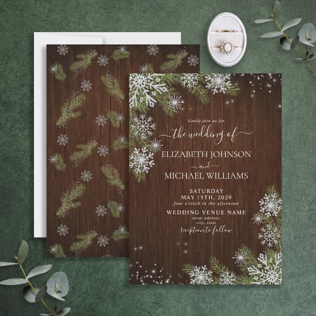Invitation Mariage de pin en bois d'hiver rustique (Créateur téléchargé)