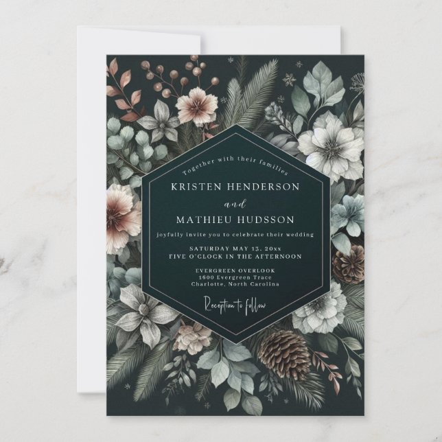 Invitation Mariage de pin hivernal de chasseur (Devant)