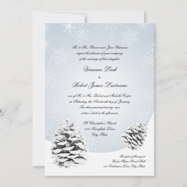 Invitation Mariage de Pinecones d'hiver (Devant)