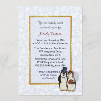 Invitation Mariage de pingouin - Fête des mariées