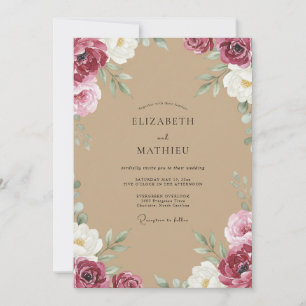 Invitation Mariage de Pivoine Champagne de Bourgogne