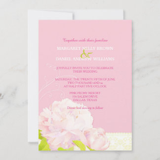 Invitation Mariage de pivoine rose printemps