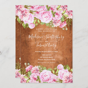 Invitation Mariage de pivoine rose rose pâle rustique