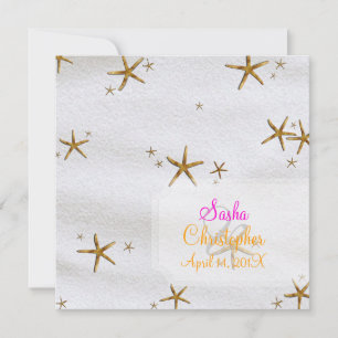 Invitation Mariage de PixDezines Starfish+sable blanc/plage