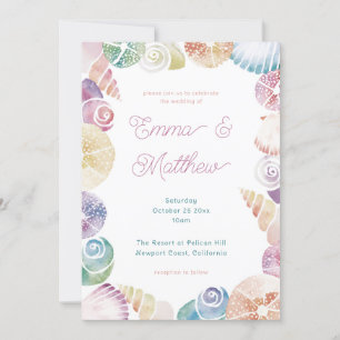 Invitation Mariage de plage à l'aquarelle fantaisiste sous la