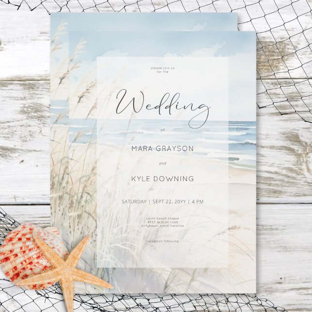 Invitation Mariage de plage à l'aquarelle moderne au bord de  (Modern Seaside Watercolor Beach Wedding Invitation)